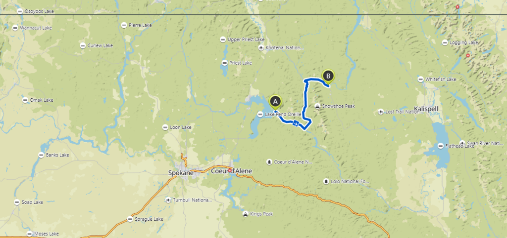 Komoot - Tag 8 Radtour Sandpoint Libby